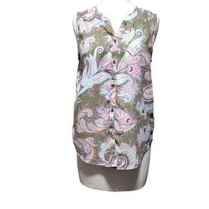 American Eagle Sleeveless Paisley Shirt Y2K Casual Womens Small